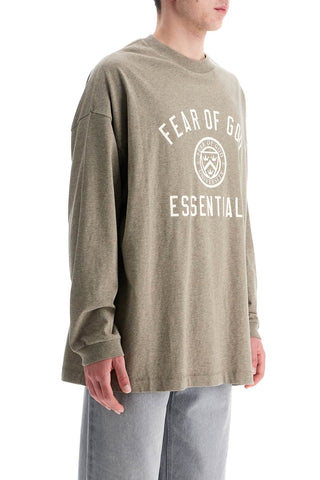 Fear Of God ESSENTIALS heather gray t-shirt in cotton with printed logo and text