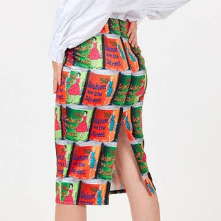 tomato can soup skirt like dolce and gabbana print