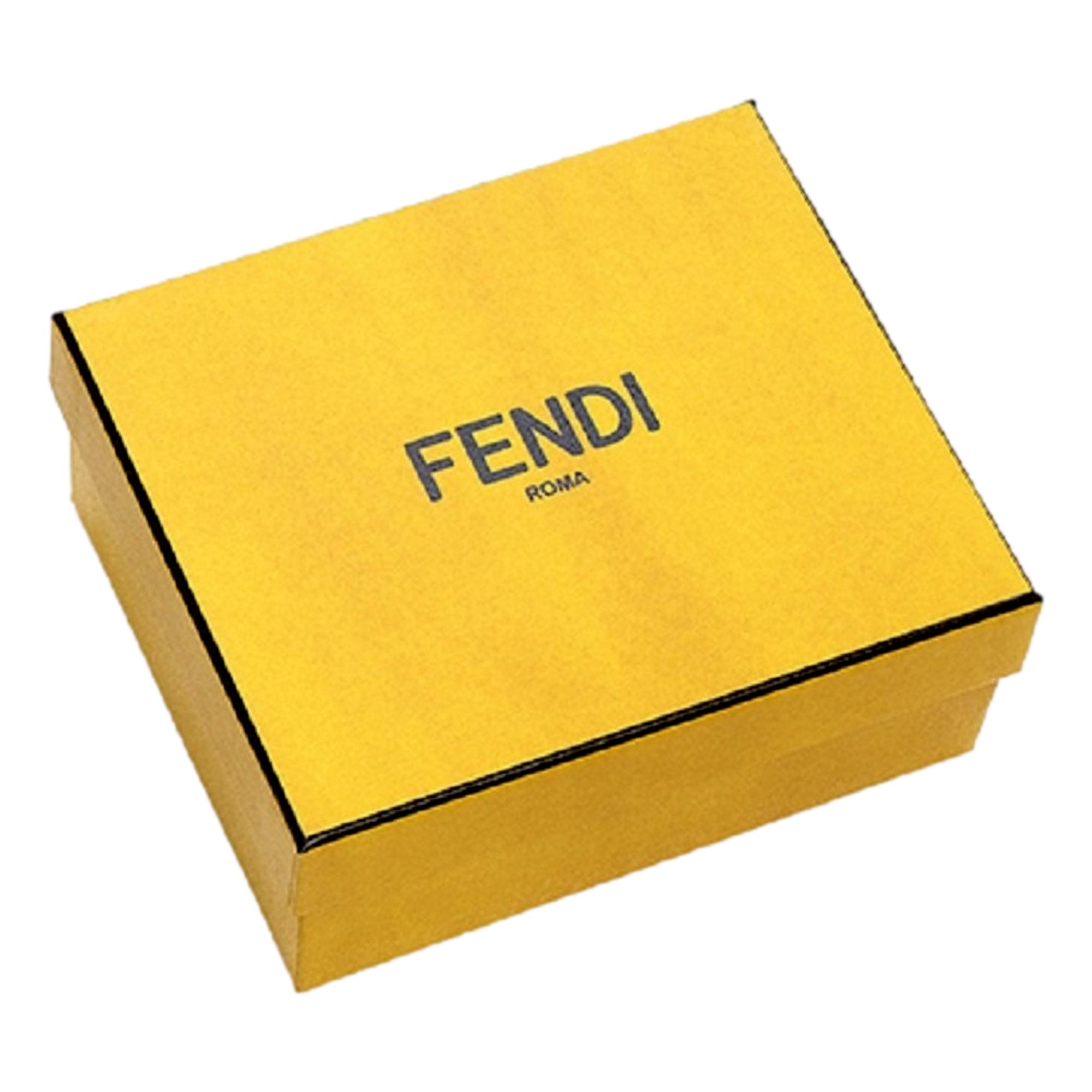 Fendi FF Logo Print Sunflower Yellow Leather Card Case 7M0164