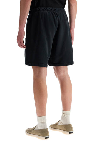 Fear Of God ESSENTIALS high-waisted black cotton fleece shorts