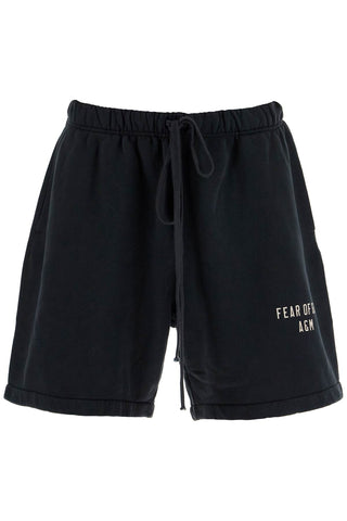 Fear Of God ESSENTIALS high-waisted black cotton fleece shorts