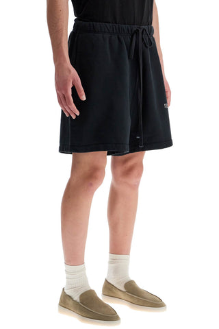 Fear Of God ESSENTIALS high-waisted black cotton fleece shorts