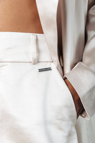 Colourful Rebel - Pippi Satin Straight Pants | Champagne: Champagne / L