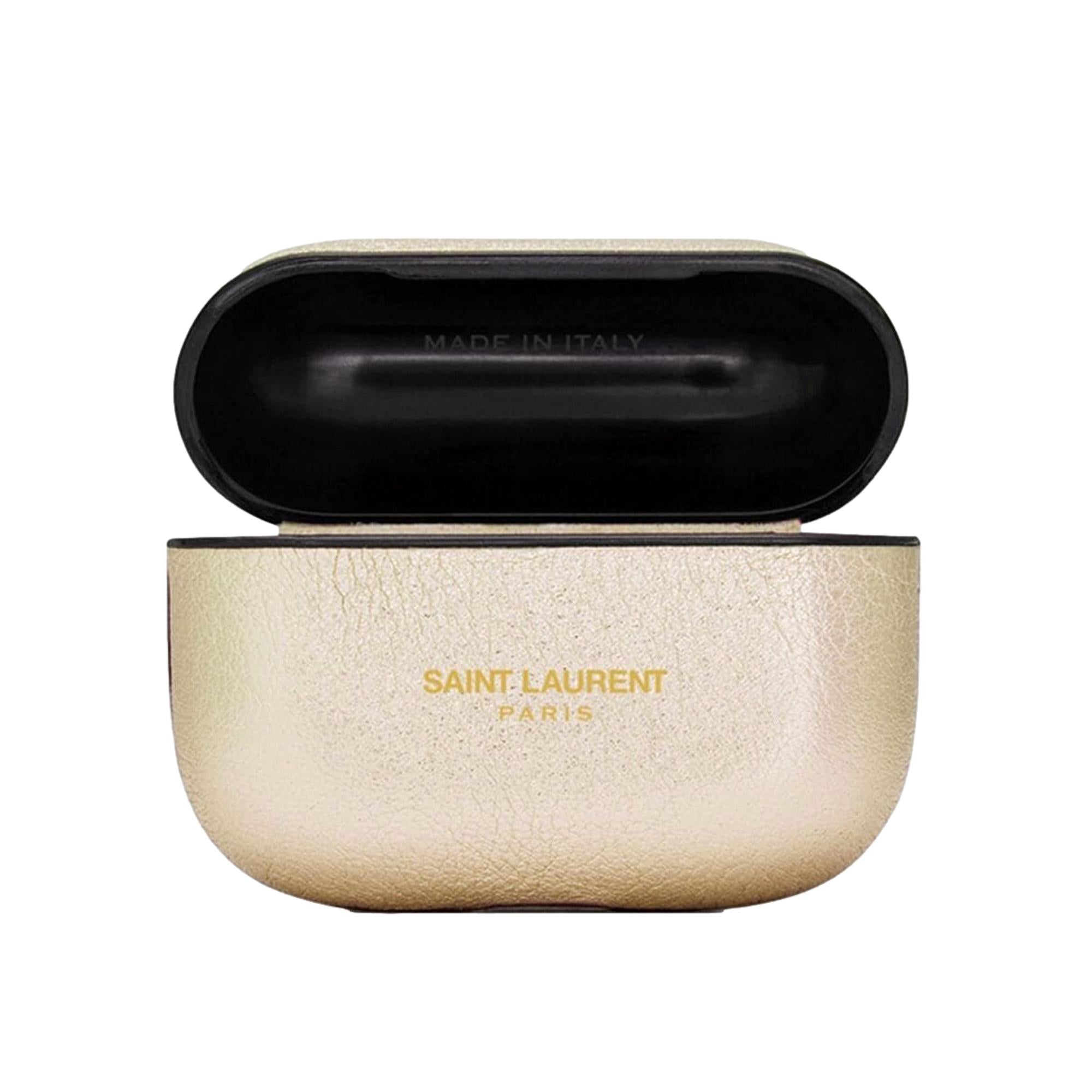 Saint Laurent Metallic Gold Leather Airpods Pro Case