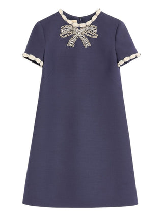 Valentino Short Embroidered Crepe Couture Dress