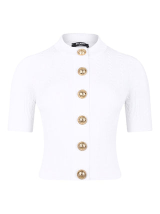 Balmain Ribbed buttoned top