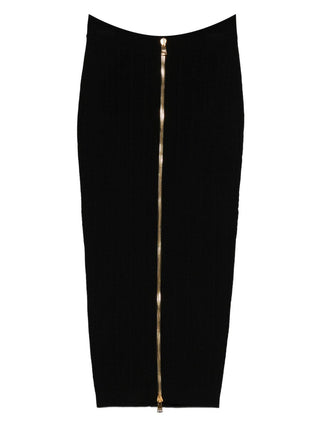 Balmain Cable-knit button-front midi fitted skirt