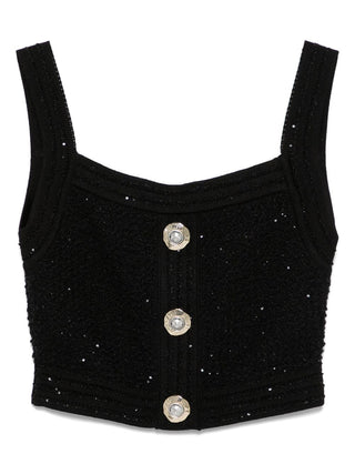 Balmain Black Sleeveless Tops