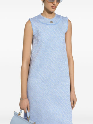 Dolce & Gabbana Sleeveless raschel tweed dress with DG logo