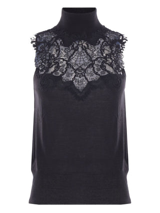 Ermanno Scervino Lace-insert turtleneck top