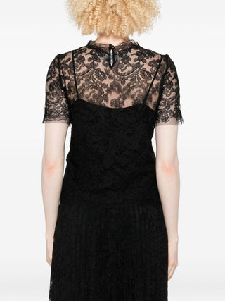 Ermanno Scervino Floral-lace short-sleeve top - VAZLUXE.COM