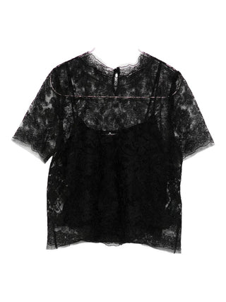 Ermanno Scervino Floral-lace short-sleeve top - VAZLUXE.COM