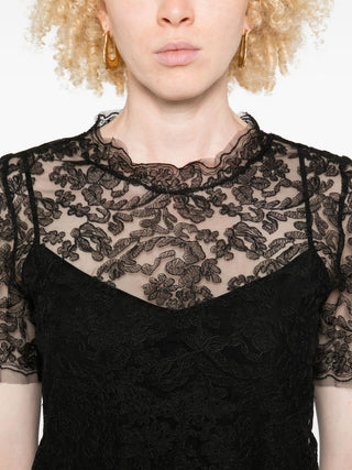 Ermanno Scervino Floral-lace short-sleeve top - VAZLUXE.COM