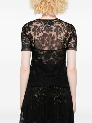 Ermanno Scervino Floral-lace mesh top - VAZLUXE.COM