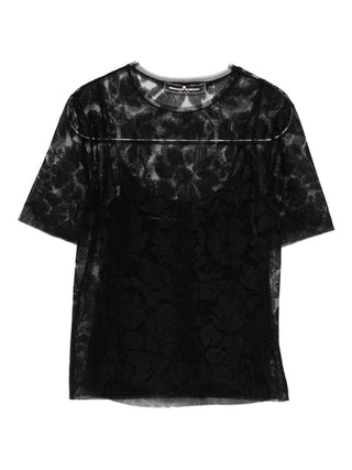Ermanno Scervino Floral-lace mesh top - VAZLUXE.COM