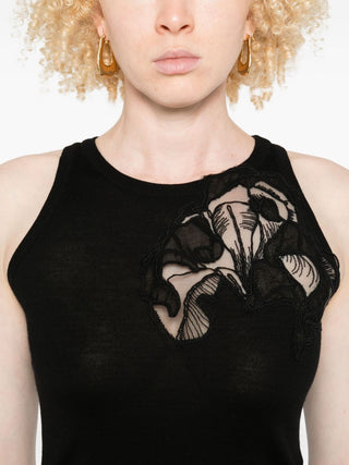 Ermanno Scervino Floral-embroidery sleeveless vest - VAZLUXE.COM