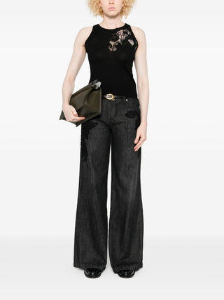 Ermanno Scervino Floral-embroidery sleeveless vest - VAZLUXE.COM