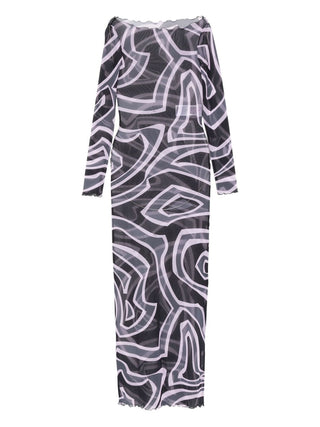 Pucci Abstract-print long-sleeve maxi dress
