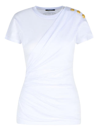 Balmain Shoulder-buttons draped T-shirt