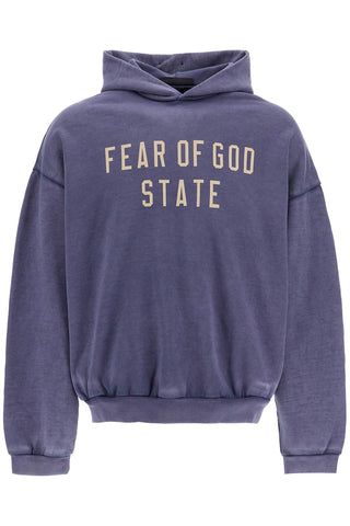 Fear Of God ESSENTIALS navy blue cotton hoodie with minimalist design