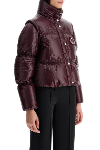 Moncler X Palm Angels burgundy nylon jacket with high padded collar