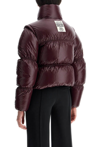 Moncler X Palm Angels burgundy nylon jacket with high padded collar