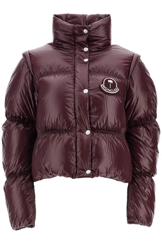 Moncler X Palm Angels burgundy nylon jacket with high padded collar