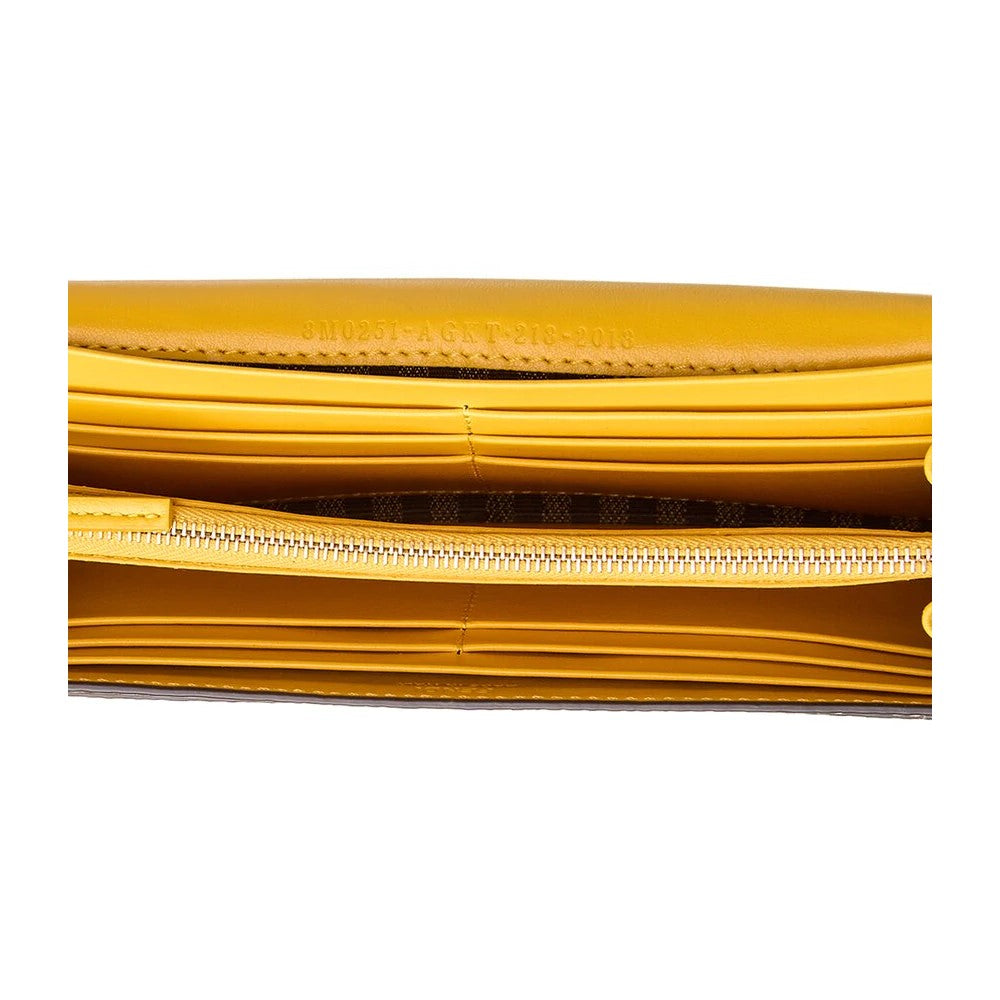 Fendi F is Fendi Yellow Leather Vertigo Print Long Wallet