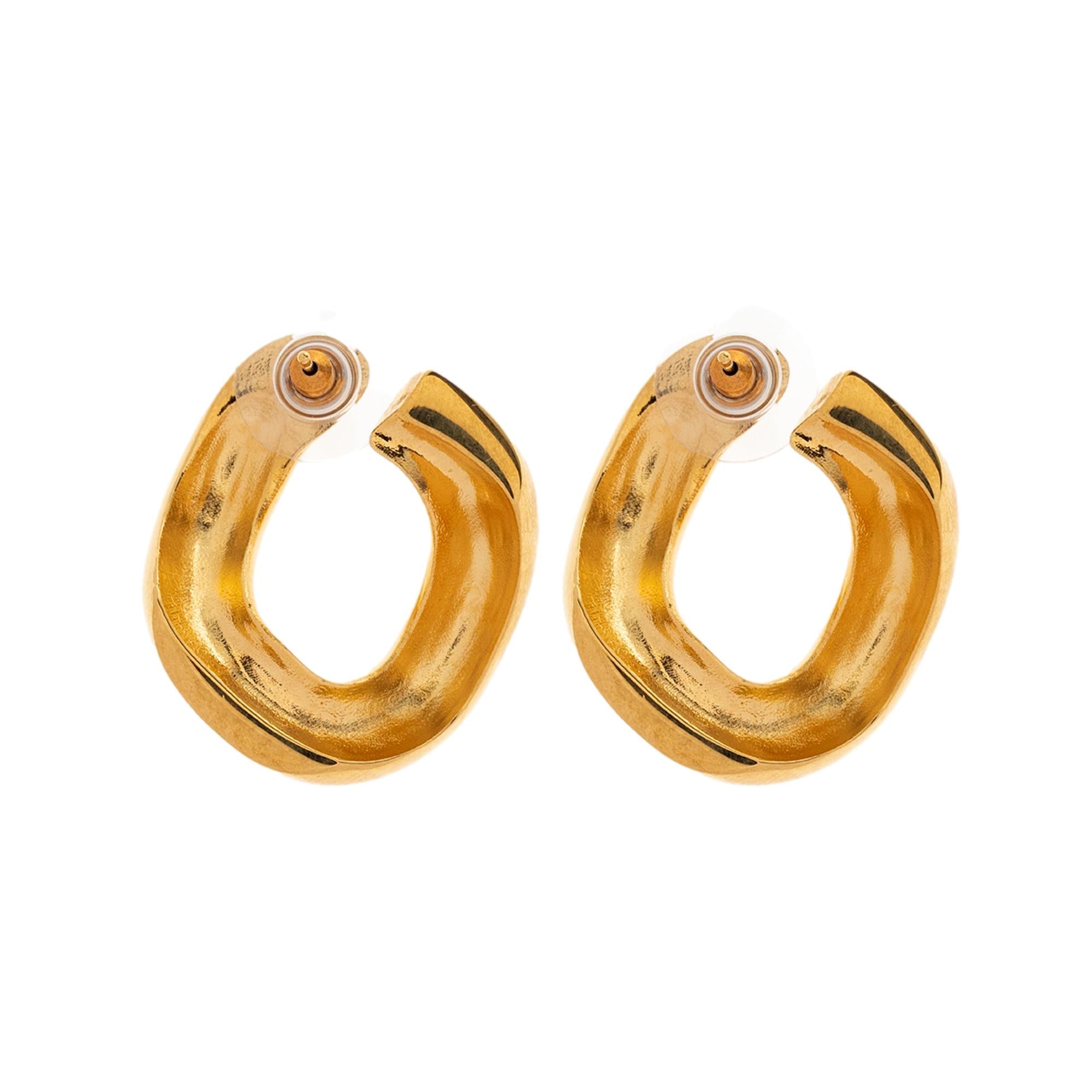 Saint Laurent Gourmet Link Engraved Brass Earrings
