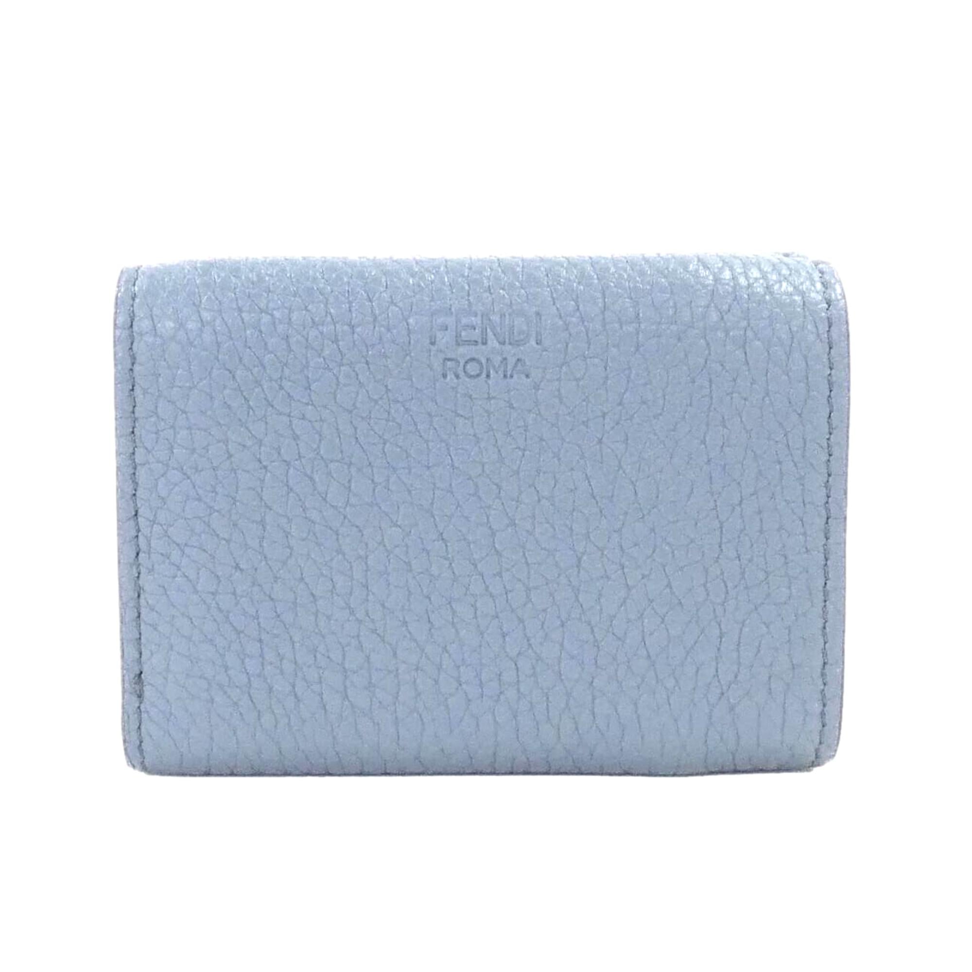 Fendi Selleria Leather Sky Blue Micro Trifold Wallet