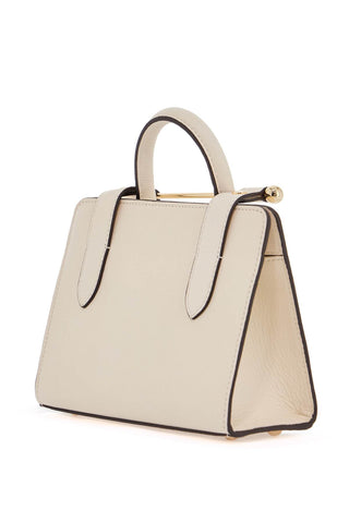 Strathberry mini handbag in beige leather with removable shoulder strap