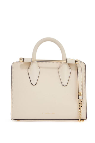 Strathberry mini handbag in beige leather with removable shoulder strap