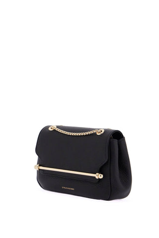 Strathberry black calfskin mini bag with gold chain