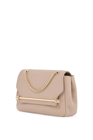 Strathberry mini horizontal bag in calf leather in oat color with gold metal detail