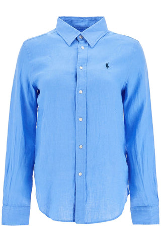 Polo Ralph Lauren long sleeve linen shirt harbor island blue for women