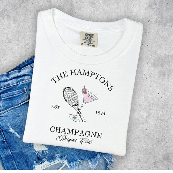 Hamptons Champagne Racquet Club Comfort Color Tee