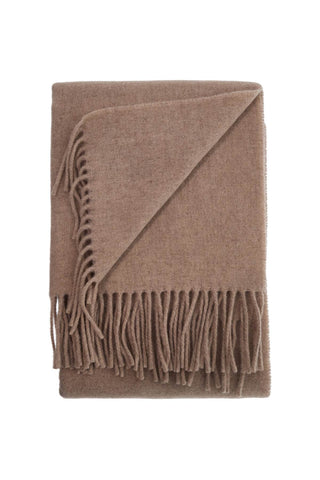 Toteme light beige melange virgin wool scarf with fringes