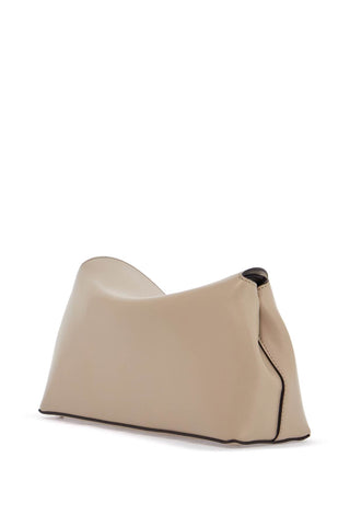 Toteme light beige calfskin clutch with metal closure