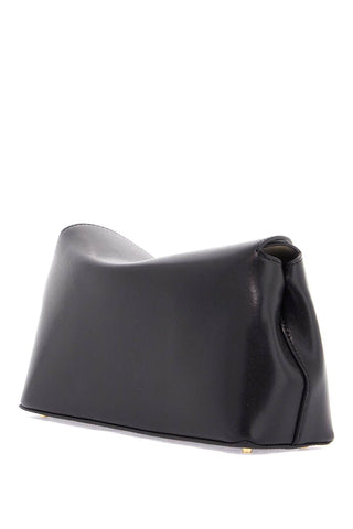 Toteme black calf leather clutch with t-lock closure and adjustable shoulder strap