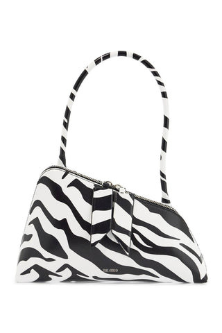 The Attico borsa a spalla triangolare animalier bianco e nero