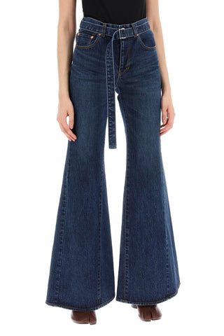 Sacai boot cut jeans with matching belt