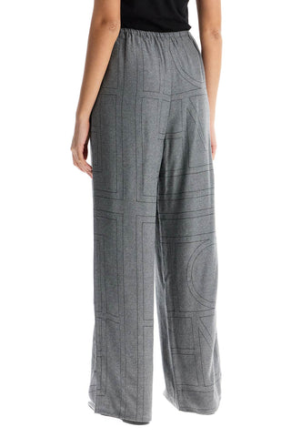 Toteme high-waisted modal flannel palazzo pants in gray pattern