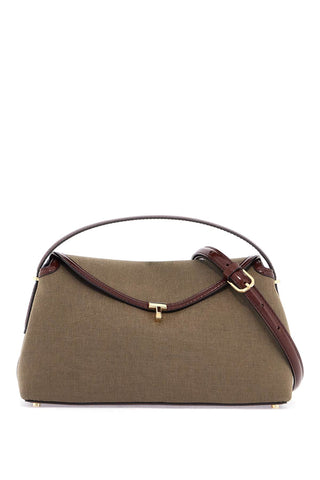 Toteme khaki green canvas top handle bag with t-lock closure