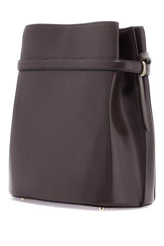 Toteme dark brown calfskin bucket bag with decorative belt