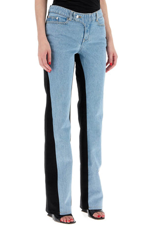 Mugler bicolor straight leg jeans with two