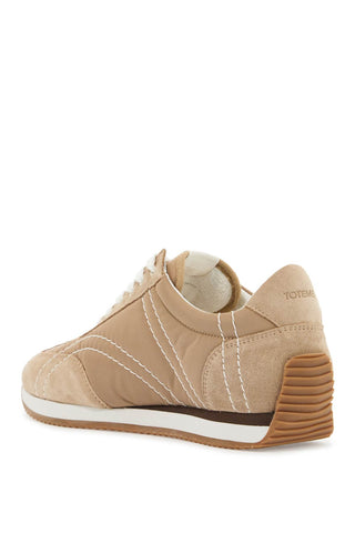 Toteme sneakers in recycled polyamide sand with suede finish