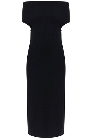 Toteme elegant black long viscose knit dress