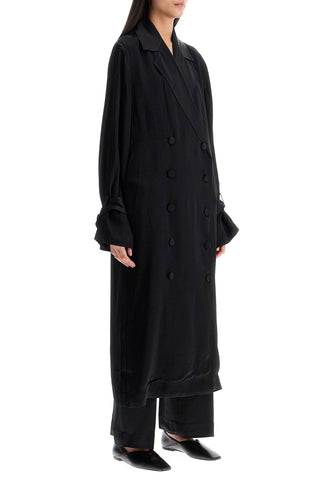 Toteme black satin viscose trench dress