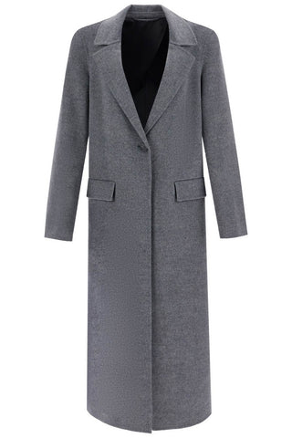 Toteme long oversized coat in melange grey wool