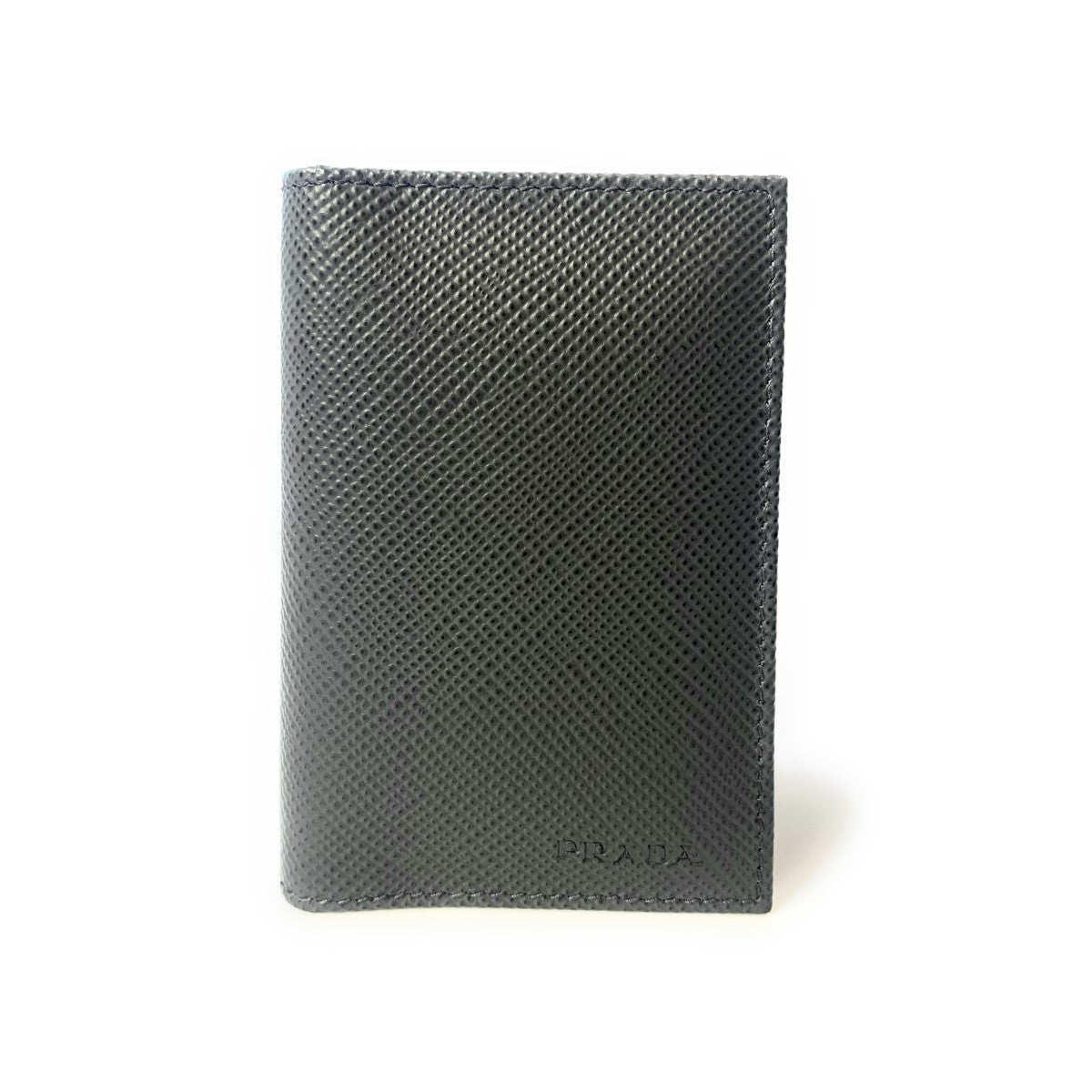 Prada Men's Saffiano Leather Vertical Card Black Holder